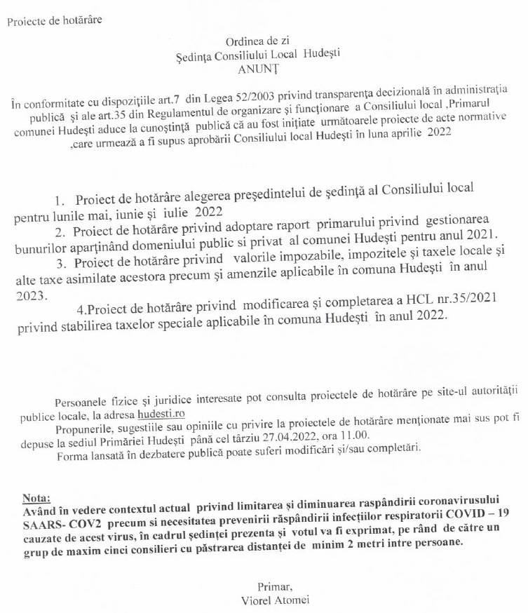 Anunt sedinta consiliu 2